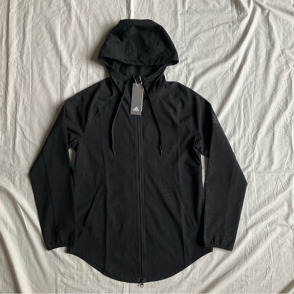 NWT Adidas Sport2Street Black Hooded Jacket Womens S